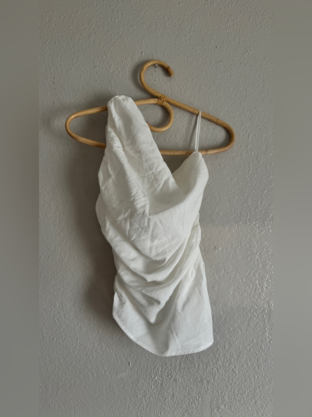 NWT COMMENSE White Asymmetrical Draped Top